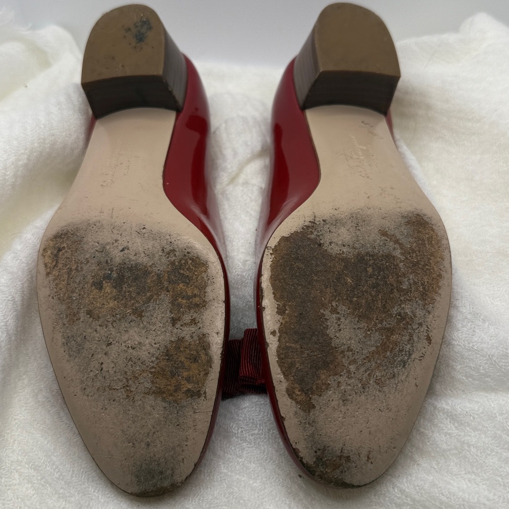Red Salvatore Ferragamo Vara Pumps Patent Leather Size 4.5 - Picture 6 of 6